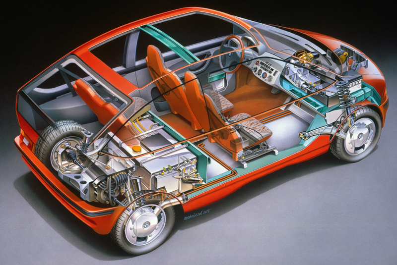 Illustration for article titled The BMW E1 Proves EVs Were Way Cooler In The '90s